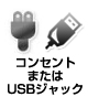 USBまたはコンセントジャック付