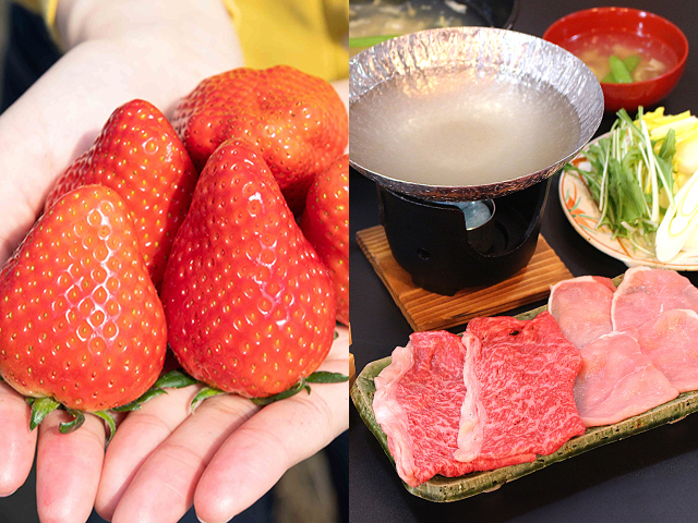 とちぎ和牛と桜山豚のしゃぶしゃぶ食べ比べランチ＆いちご狩り食べ放題