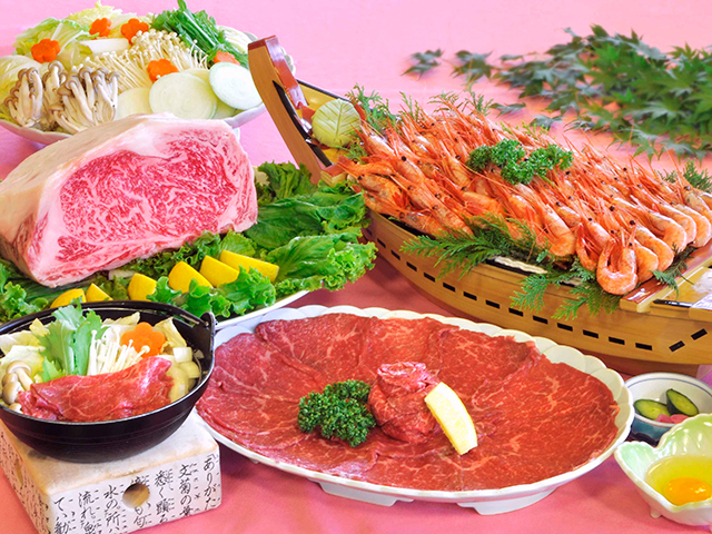 特選牛すき焼きと甘エビ食べ放題